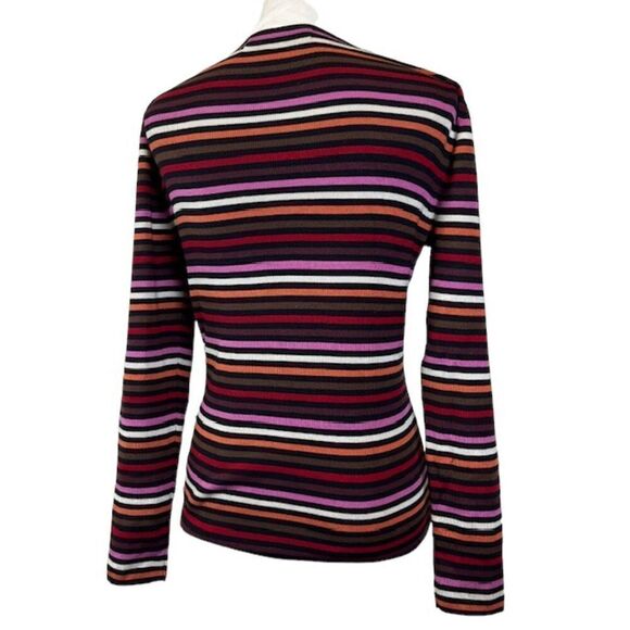 Belford for Saks Fifth Avenue Silk Blend Ribbed Knit Striped Sweater Size Medium - Picture 3 of 8